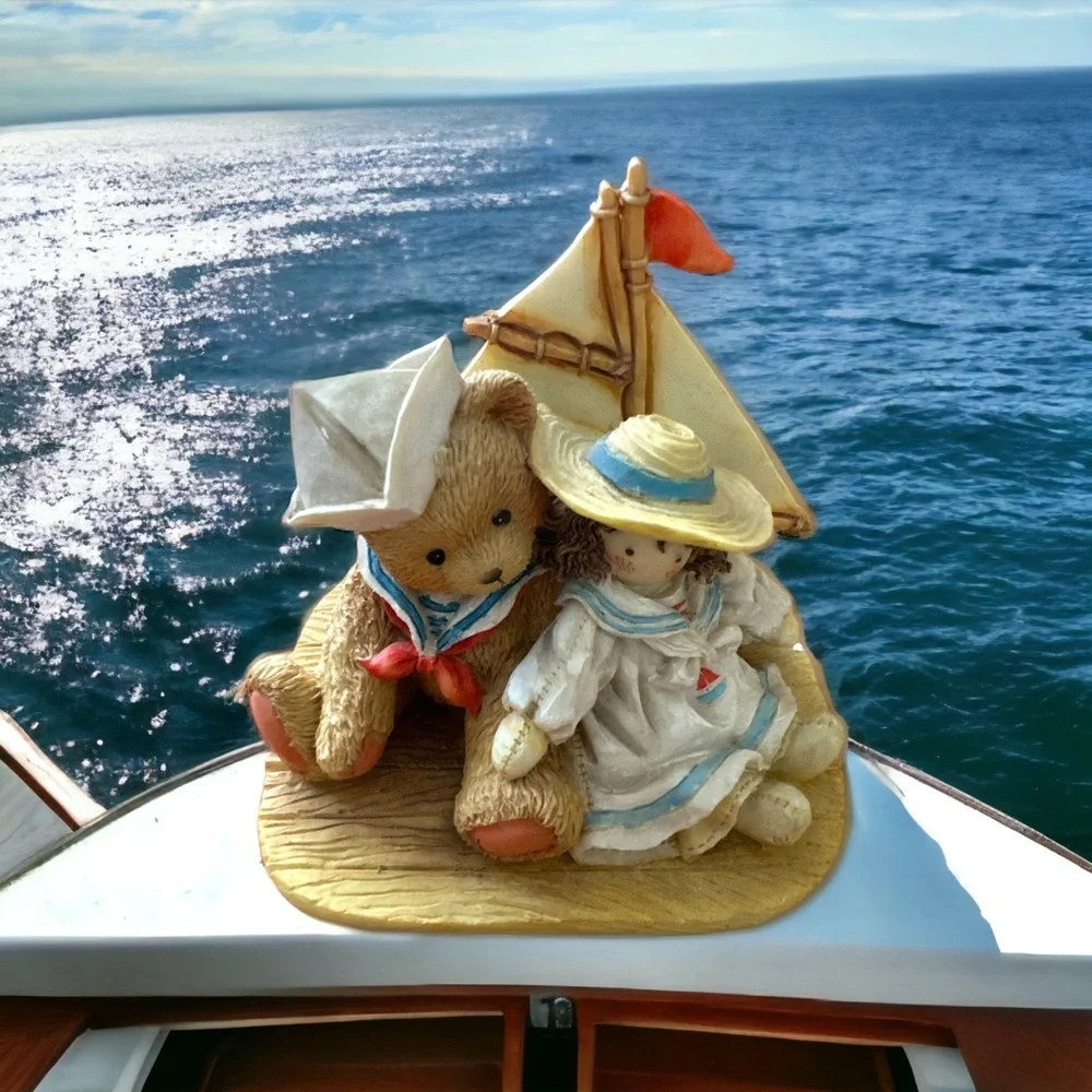 VINTAGE ~ Cherished Teddies ~ ZACHARY ~ Bear with Sail Boat Figurine